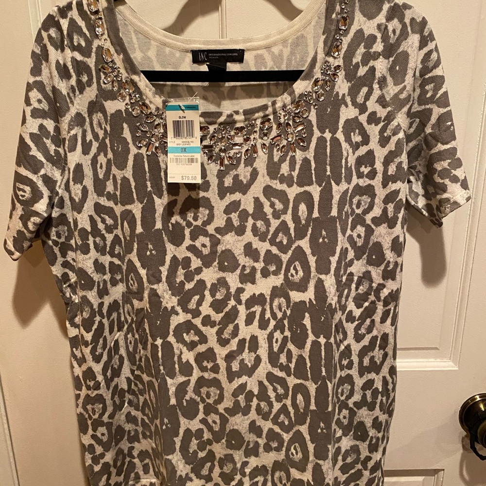 INC shirt sleeve sweater shirt with jewels